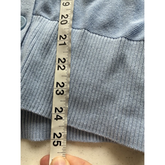Talbots Cardigan LP Light Blue Knit V Neck Cotton/rayon Preppy academic - Picture 6 of 7